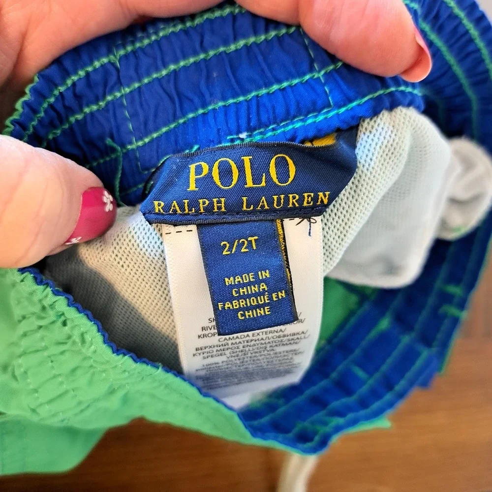 Polo Ralph Lauren Kids Green Swim Trunks Board Shorts Pony Logo 2T